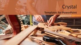  Presentation with guitar - PPT theme with maker's workshop building new background and a red colored foreground