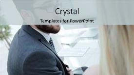  Presentation with employee profile company concept - Colorful presentation theme enhanced with close-up of the company' backdrop and a lemonade colored foreground