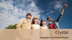  Presentation with friendship - Slide deck featuring friendship leisure and summer concept background and a  colored foreground