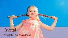  Presentation with holiday blue and silver - Slide deck consisting of blue sky children's fashion background and a  colored foreground