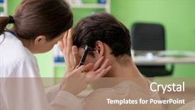 Presentation with ear medical - PPT theme enhanced with patient's ear during medical background and a  colored foreground