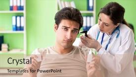  Presentation with ear medical - Slides enhanced with patient's ear during medical background and a coral colored foreground