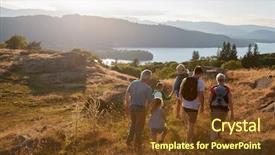  Presentation with generation family farm - Presentation theme consisting of generation family walking on top background and a tawny brown colored foreground