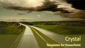  Presentation with sky - PPT theme with highway urban scene - beautiful view on the road background and a tawny brown colored foreground