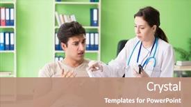  Presentation with ear medical - PPT layouts enhanced with patient's ear during medical background and a coral colored foreground