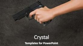  Presentation with mobile phone in woman hand - Presentation theme enhanced with crime women - woman's hand with a gun background and a dark gray colored foreground
