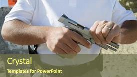  Presentation with gun - Amazing presentation theme having man's hand reloading gun backdrop and a tawny brown colored foreground