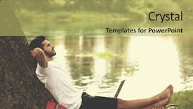  Presentation with tree river - Amazing PPT layouts having water communication - young freelancer using a laptop backdrop and a yellow colored foreground