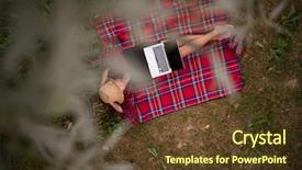  Presentation with beautiful nature - Theme featuring water communication - young freelancer using a laptop background and a  colored foreground