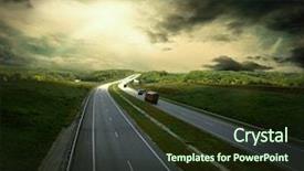  Presentation with night sky plane view - Colorful presentation design enhanced with highway urban scene - beautiful view on the road backdrop and a tawny brown colored foreground