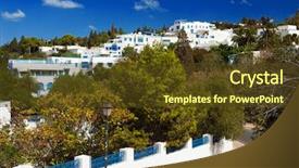  Presentation with old fashioned luxury and classic - PPT theme having saif - old tunisian town sidi bou background and a tawny brown colored foreground