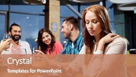  Presentation with dining restaurant - Amazing theme having messaging on smartphone at restaurant backdrop and a coral colored foreground