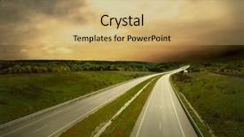  Presentation with night sky plane view - Cool new presentation with highway urban scene - beautiful view on the road backdrop and a coral colored foreground