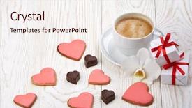  Presentation with boxes light - Theme featuring view valentine's day card background and a sky blue colored foreground