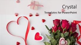  Presentation with valentines - Amazing PPT theme having close up of red rose backdrop and a lemonade colored foreground