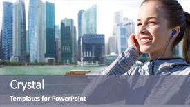  Presentation with woman sport - Colorful presentation enhanced with happy woman listening to music backdrop and a  colored foreground