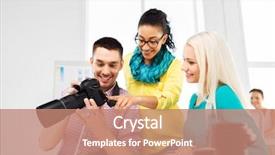  Presentation with creative - PPT theme with photography and creative people concept background and a coral colored foreground