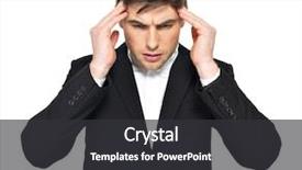  Presentation with head - Beautiful PPT layouts featuring pressure - portrait of the thinking businessman backdrop and a  colored foreground