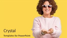  Presentation with middle ages - Amazing presentation having protective - beautiful middle ager senior woman backdrop and a yellow colored foreground