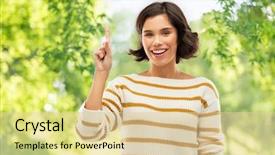  Presentation with stripe - PPT layouts consisting of smiling young woman in stripe background and a lemonade colored foreground