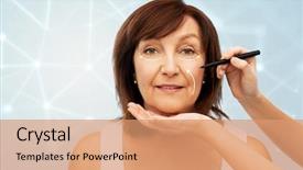  Presentation with anti age - Amazing slides having arrows and surgeon's hands backdrop and a coral colored foreground