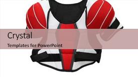  Presentation with hockey - Slide set enhanced with armou - image of hockey protective uniform background and a coral colored foreground