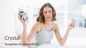  Presentation with upset - Cool new slide deck with fed - upset young woman holding backdrop and a  colored foreground