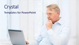  Presentation with old man - Amazing PPT layouts having young attractive couple pregnant mother and happy father sitting on the background of bright yellow brick wall selective focus backdrop and a gray colored foreground