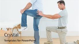  Presentation with physiotherapist - Presentation theme featuring physiotherapist examining man's back background and a  colored foreground