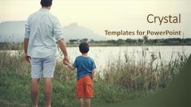  Presentation with father son hands - Audience pleasing slides consisting of stack of old motorcycle tires backdrop and a gray colored foreground.