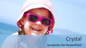  Presentation with face cream flower - Amazing slide set having anointing - girl anoints her face protective backdrop and a light blue colored foreground