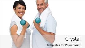  Presentation with fit test - Audience pleasing PPT theme consisting of weight - portrait of a fit mature backdrop and a  colored foreground