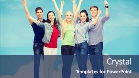  Presentation with education - Amazing presentation theme having up cloud - education and people concept backdrop and a ocean colored foreground