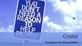  Presentation with old people help the people - Slides having people sign with a beach background and a light blue colored foreground