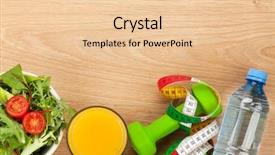  Presentation with tape measure - PPT theme with weight - dumbells tape measure and healthy background and a lemonade colored foreground