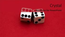  Presentation with pair - Slide deck with odd - pair of dices isolated background and a crimson colored foreground