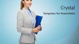  Presentation with young business people - Amazing presentation design having business people and education concept backdrop and a light blue colored foreground