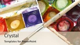 Presentation with abstract paint brush texture art - Presentation theme having school - dirty watercolor paints set background and a lemonade colored foreground