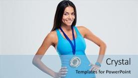  Presentation with medal - Amazing presentation theme having weight - portrait of a smiling fitness backdrop and a light blue colored foreground