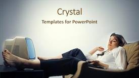  Presentation with man watching woman preparing vegetables - Colorful slides enhanced with tv programs - woman falling asleep while she's backdrop and a cream colored foreground