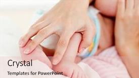  Presentation with newborn baby hospital - Beautiful presentation theme featuring hands holding a newborn baby backdrop and a lemonade colored foreground