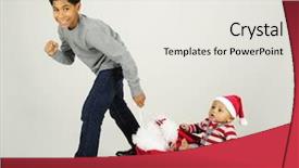  Presentation with african american baby - Presentation theme consisting of floor on santa's sack background and a white colored foreground