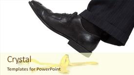  Presentation with danger - Audience pleasing PPT theme consisting of s foot about to slip backdrop and a cream colored foreground