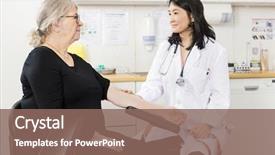  Presentation with blood test - Presentation design having patient's arm before blood background and a violet colored foreground