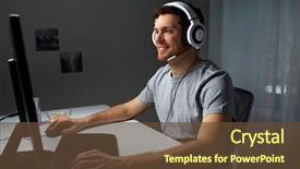  Presentation with entertainment - Audience pleasing PPT theme consisting of pc games - technology gaming entertainment let's play backdrop and a  colored foreground