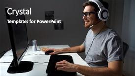  Presentation with video game 3d play games - Slide deck having pc games - technology gaming entertainment let's play background and a dark gray colored foreground