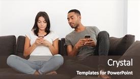  Presentation with photo - Presentation enhanced with looking at woman's phone background and a tawny brown colored foreground