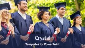  Presentation with international education - Theme having graduate paper - education graduation and people concept background and a navy blue colored foreground