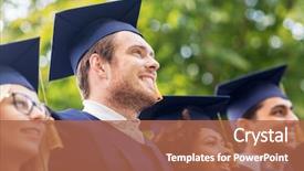  Presentation with bachelor - Slide deck featuring education graduation and people concept background and a red colored foreground