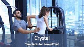  Presentation with supervision - PPT theme enhanced with weight - rehabilitation concept young woman doing background and a  colored foreground